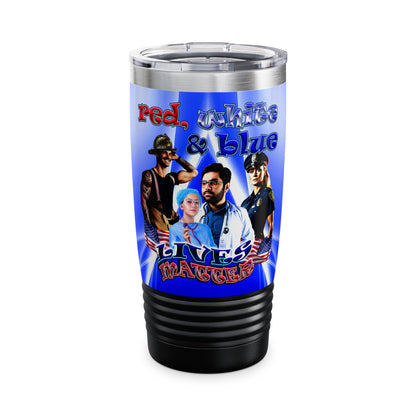 rw&b lives matter - Ringneck Tumbler, 20oz (blue-white wave)