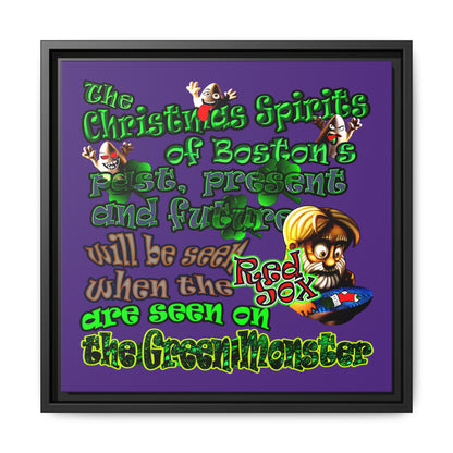 christmas spirits of boston - framed canvas art (purple)