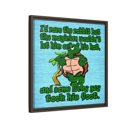 turtle race - framed canvas art (faded blue)