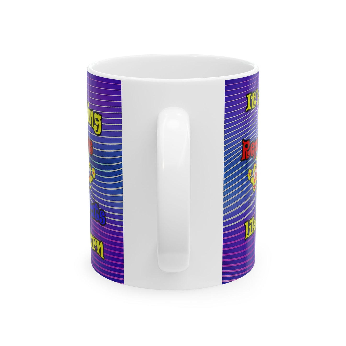 popping like popcorn - White Mug (purple wave)