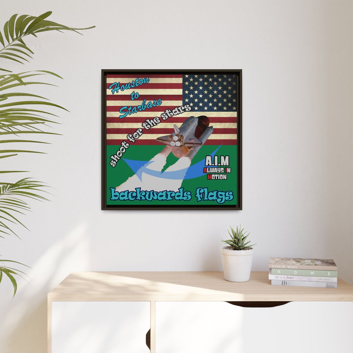shoot for the stars - framed canvas art (dark green)