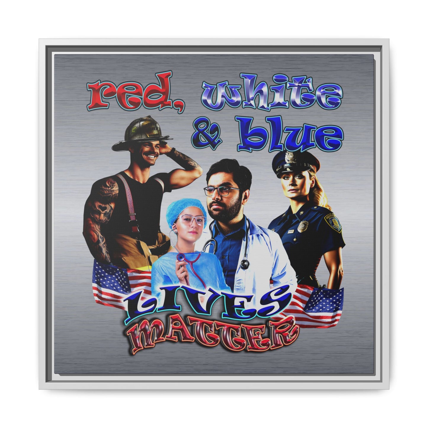 rw&b lives matter - framed canvas art (brushed nickel)
