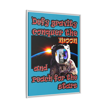 defy conquer reach - framed canvas art (turquoise)