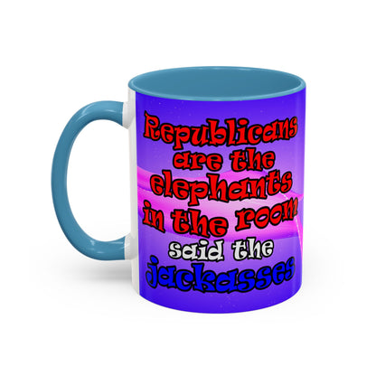 donkeys and elephants - Accent Mug (purple-pink wave)