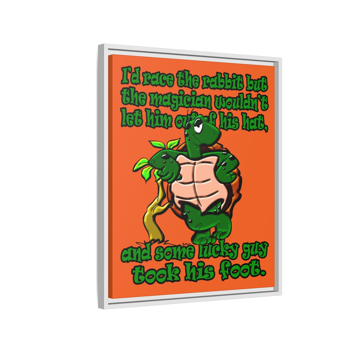 turtle race - framed canvas art (orange)