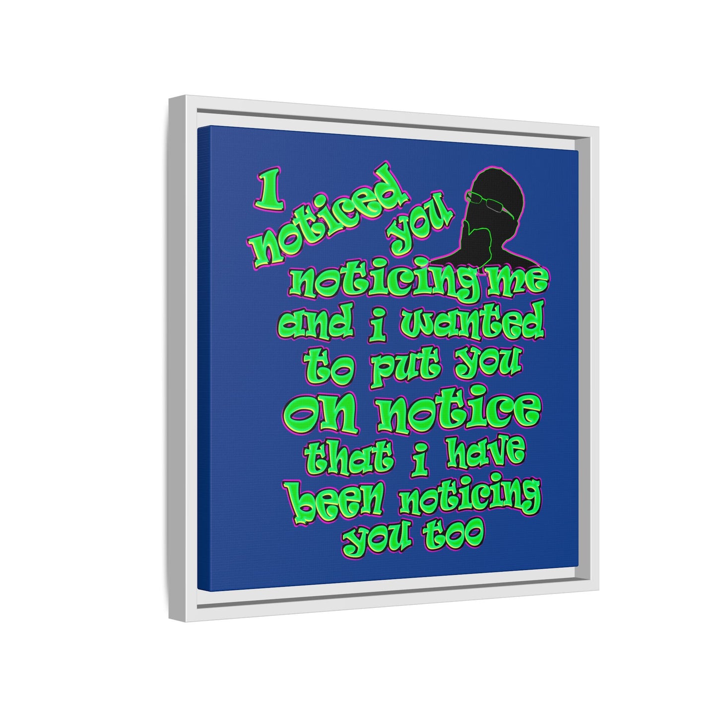 noticed you noticing - framed canvas art (dark blue)