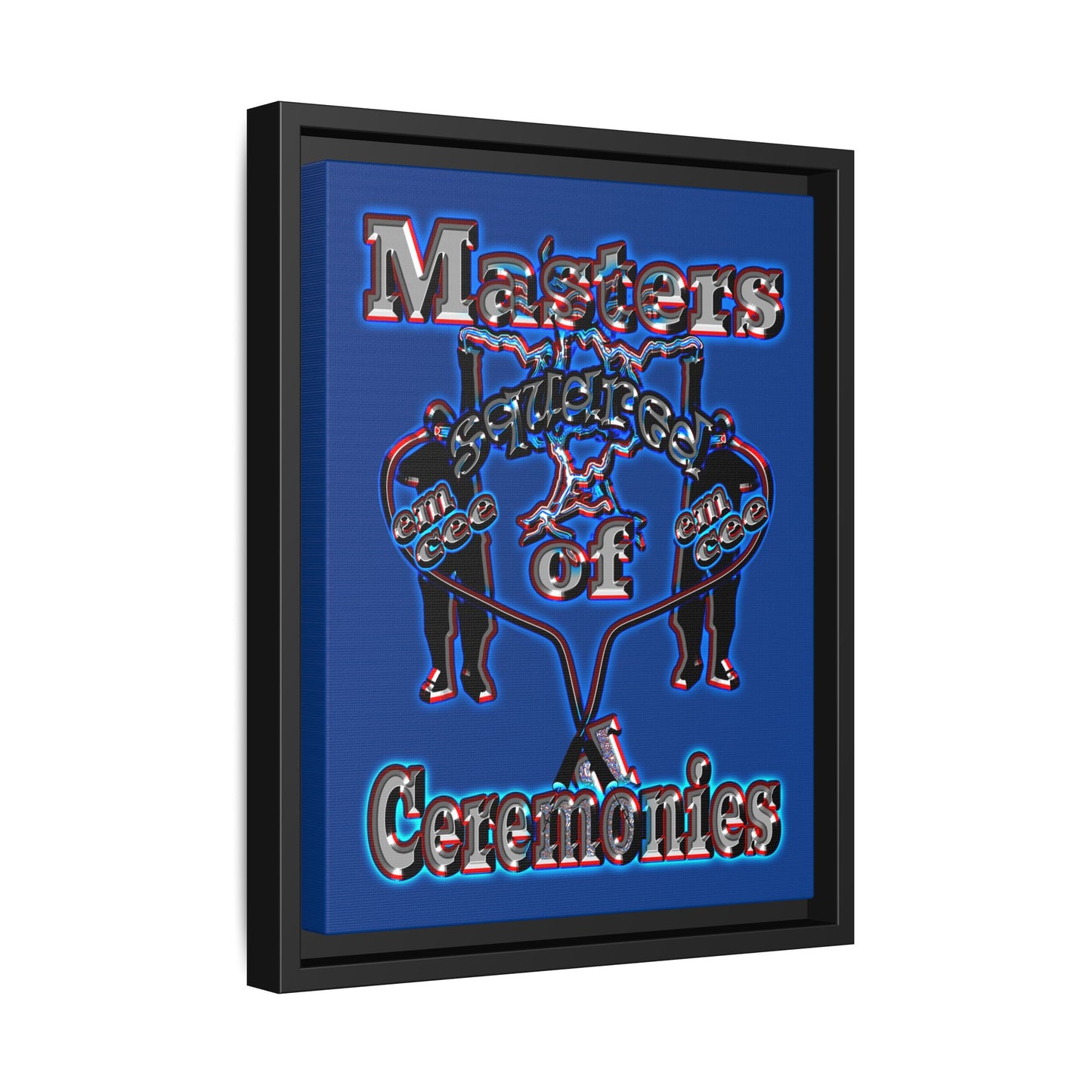 em cee squared - framed canvas art (dark blue)