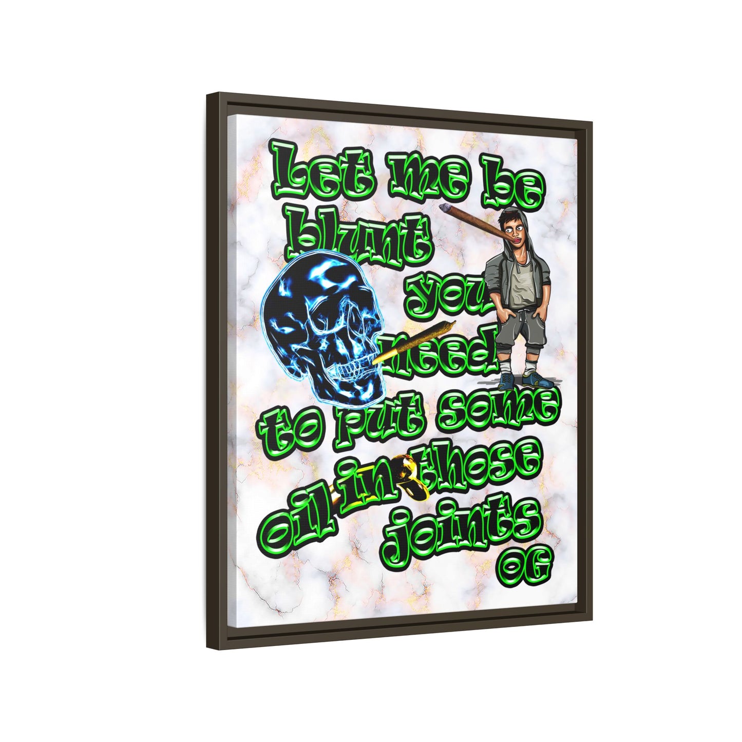 og - framed canvas art (white marble)