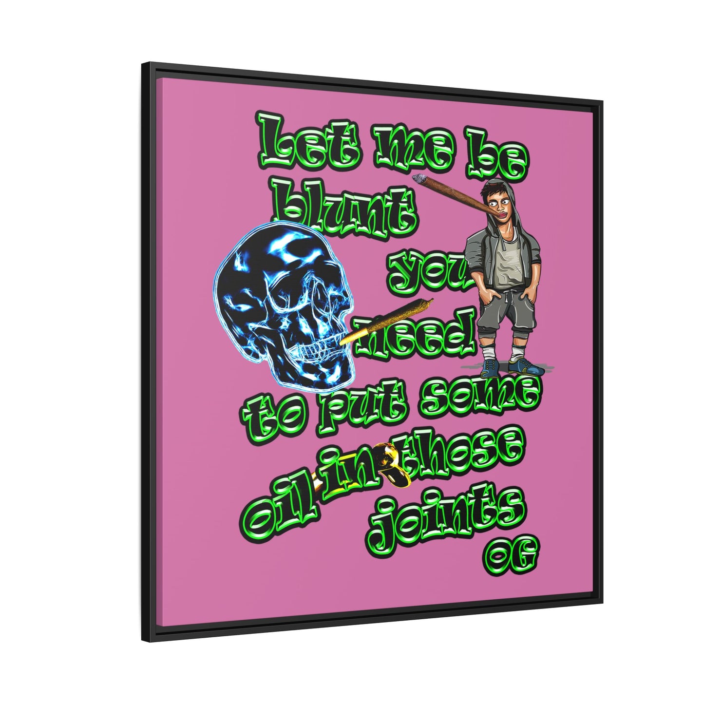 og - framed canvas art (light pink)