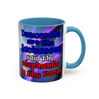 donkeys and elephants - Accent Mug (grey-pink wave)