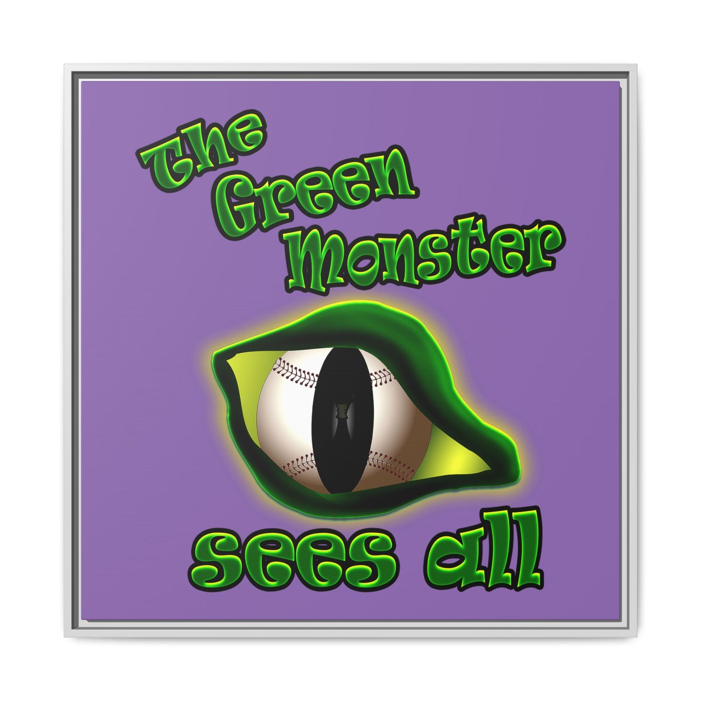 green monster - framed canvas art (light purple)