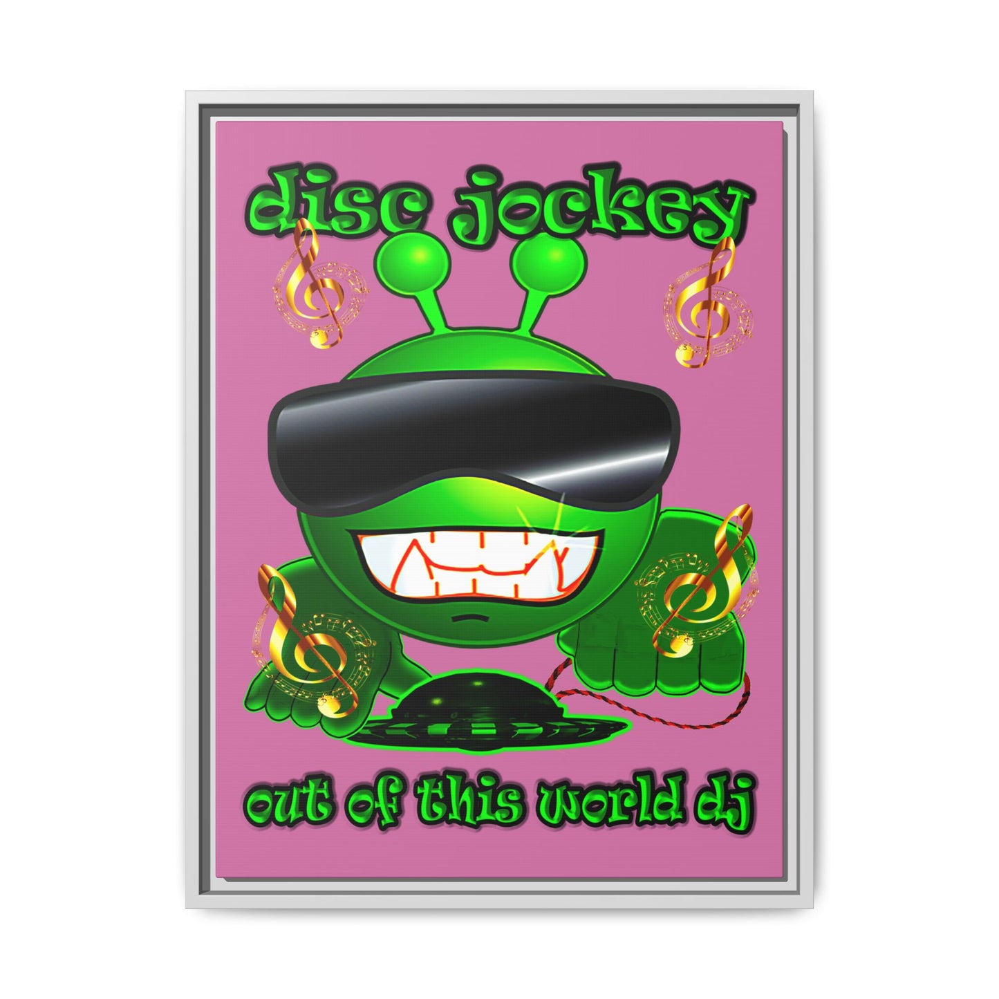 disc jockey - framed canvas art (light pink)