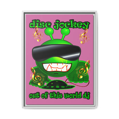 disc jockey - framed canvas art (light pink)