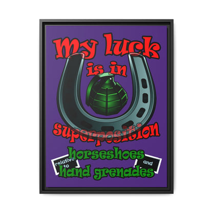 my luck - framed canvas art (purple)