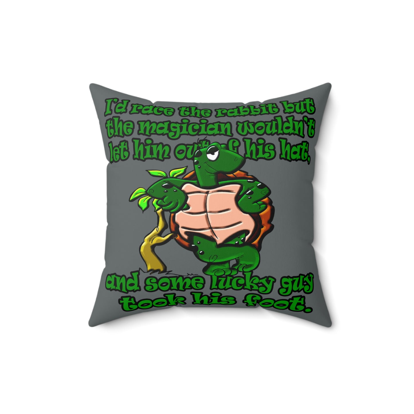 turtle race - Spun Polyester Square Pillow - (dark grey)