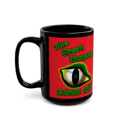 green monster - Black Mug (red)