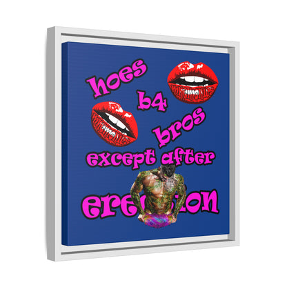 hoes b4 bros - framed canvas art (dark blue)