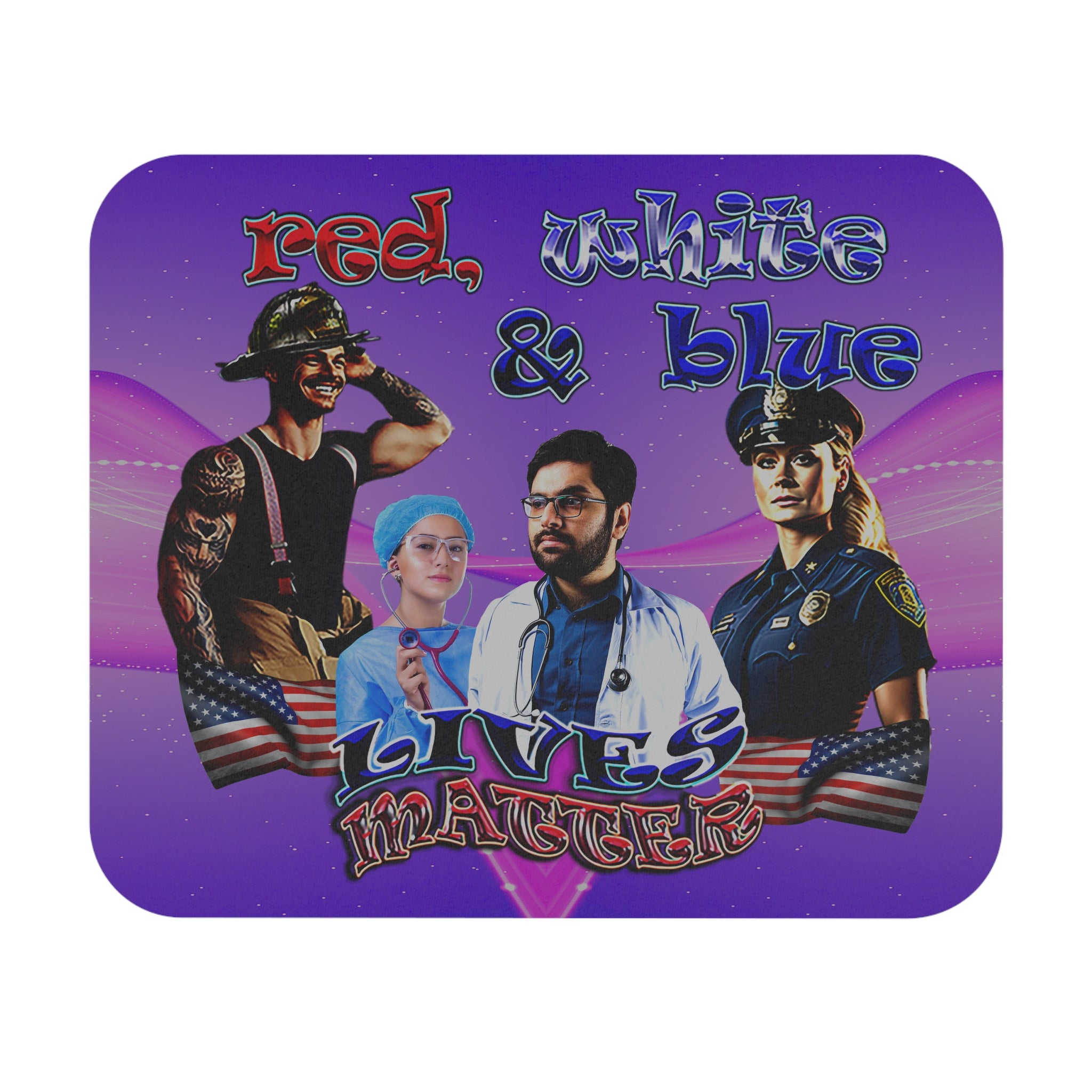 rw&b lives matter - Mouse Pad (Rectangle) (purple-pink wave)
