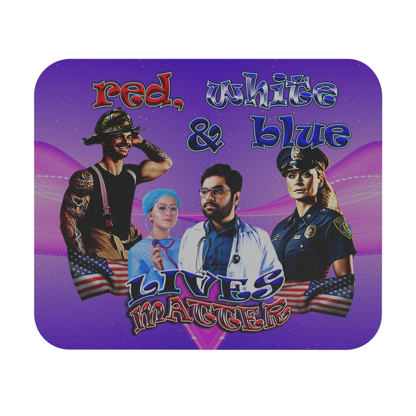 rw&b lives matter - Mouse Pad (Rectangle) (purple-pink wave)
