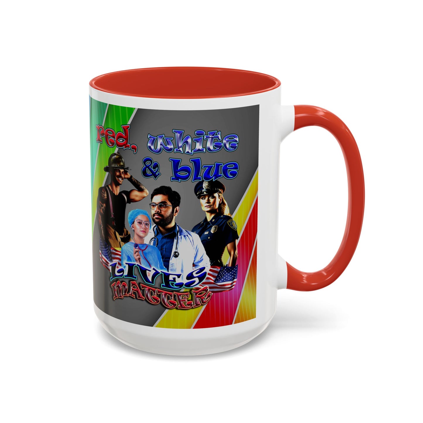 rw&b lives matter - Accent Mug (rainbow split)