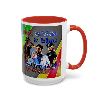 rw&b lives matter - Accent Mug (rainbow split)