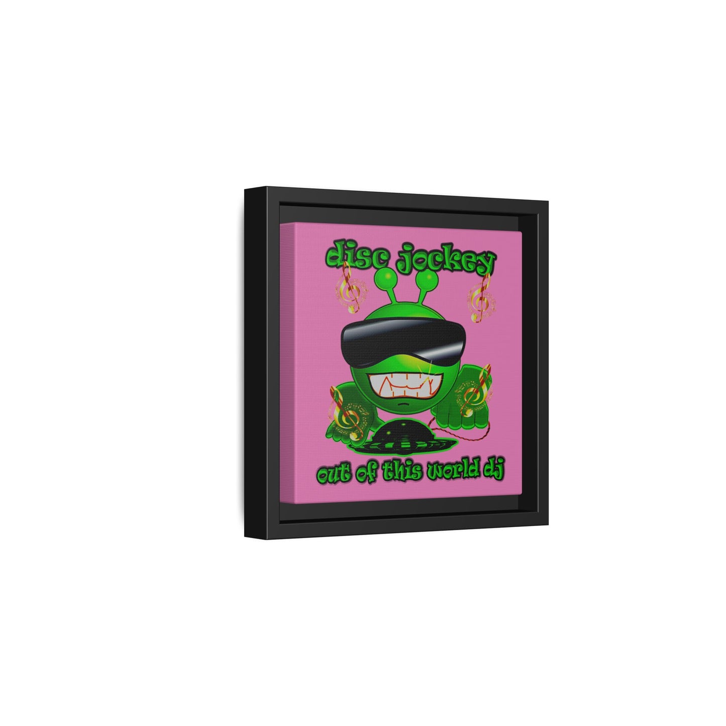 disc jockey - framed canvas art (light pink)