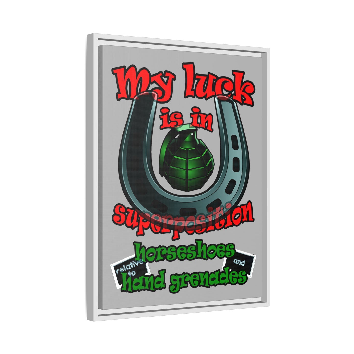 my luck - framed canvas art (light grey)