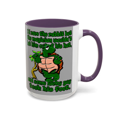 turtle race - Accent Mug (light grey)