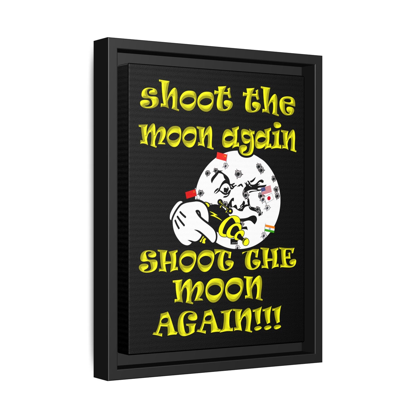 shoot the moon again - framed canvas art (black)