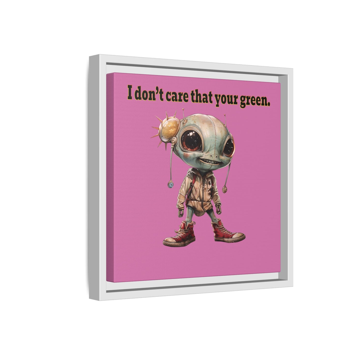 I don't care that your green - framed canvas art (light pink)