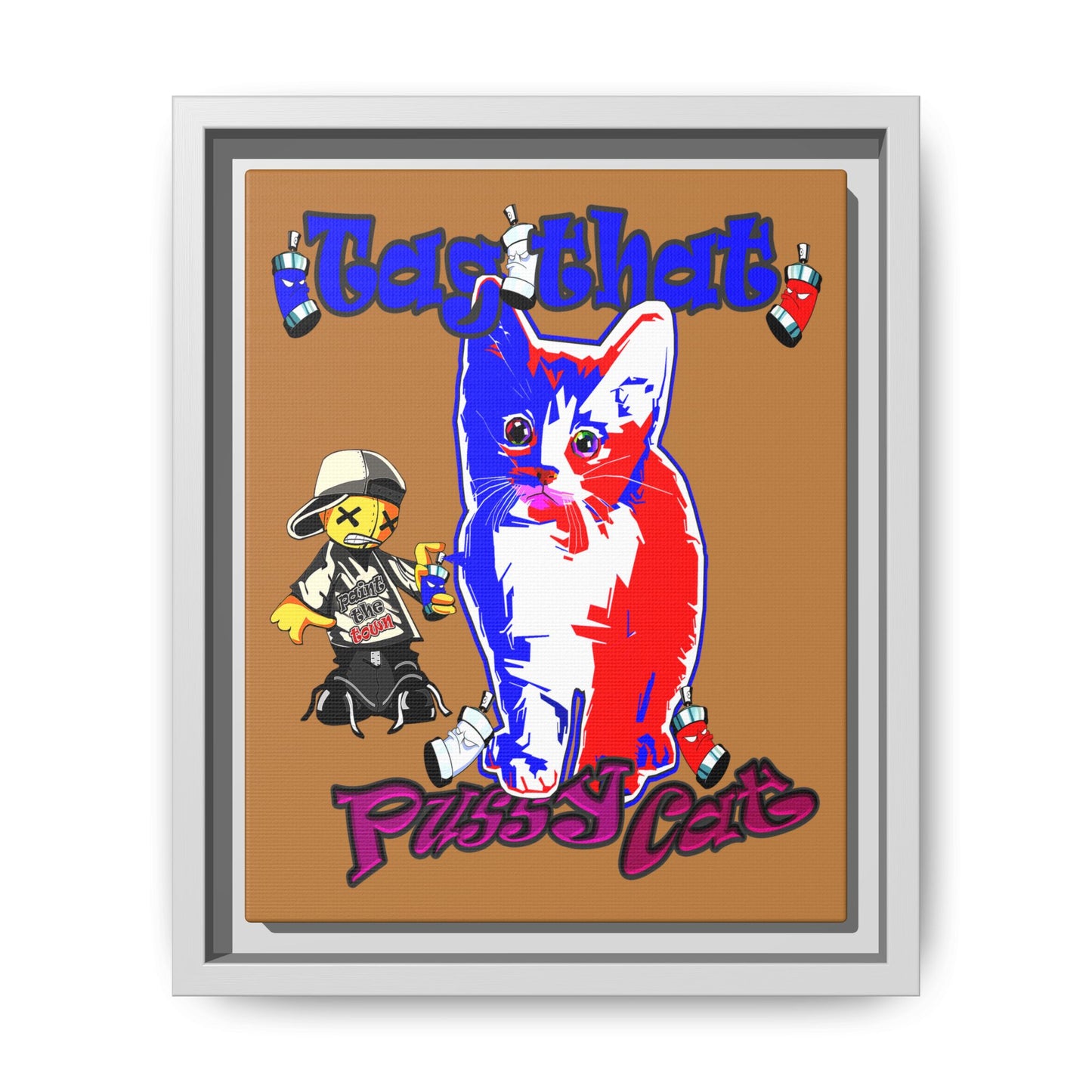 tag that - framed canvas art (light brown)