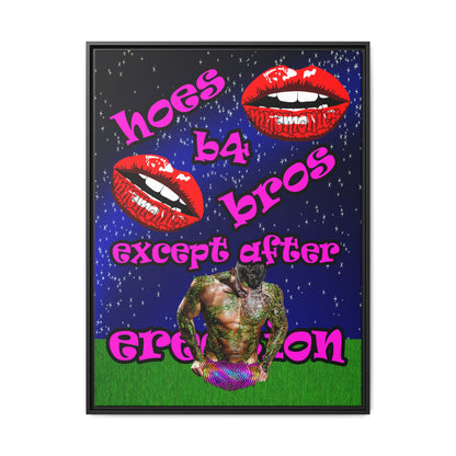 hoes b4 bros - framed canvas art ('snoops' background)