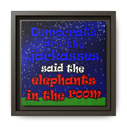 donkeys and elephants - framed canvas art ('snoops' background)
