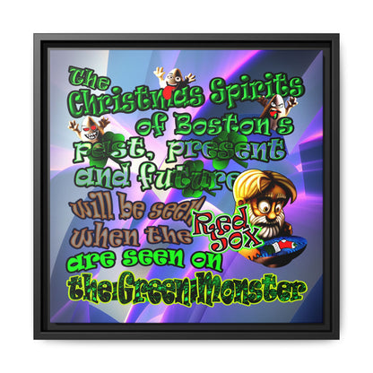 christmas spirits of boston - framed canvas art (grey-pink wave)
