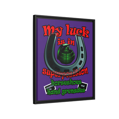 my luck - framed canvas art (purple)