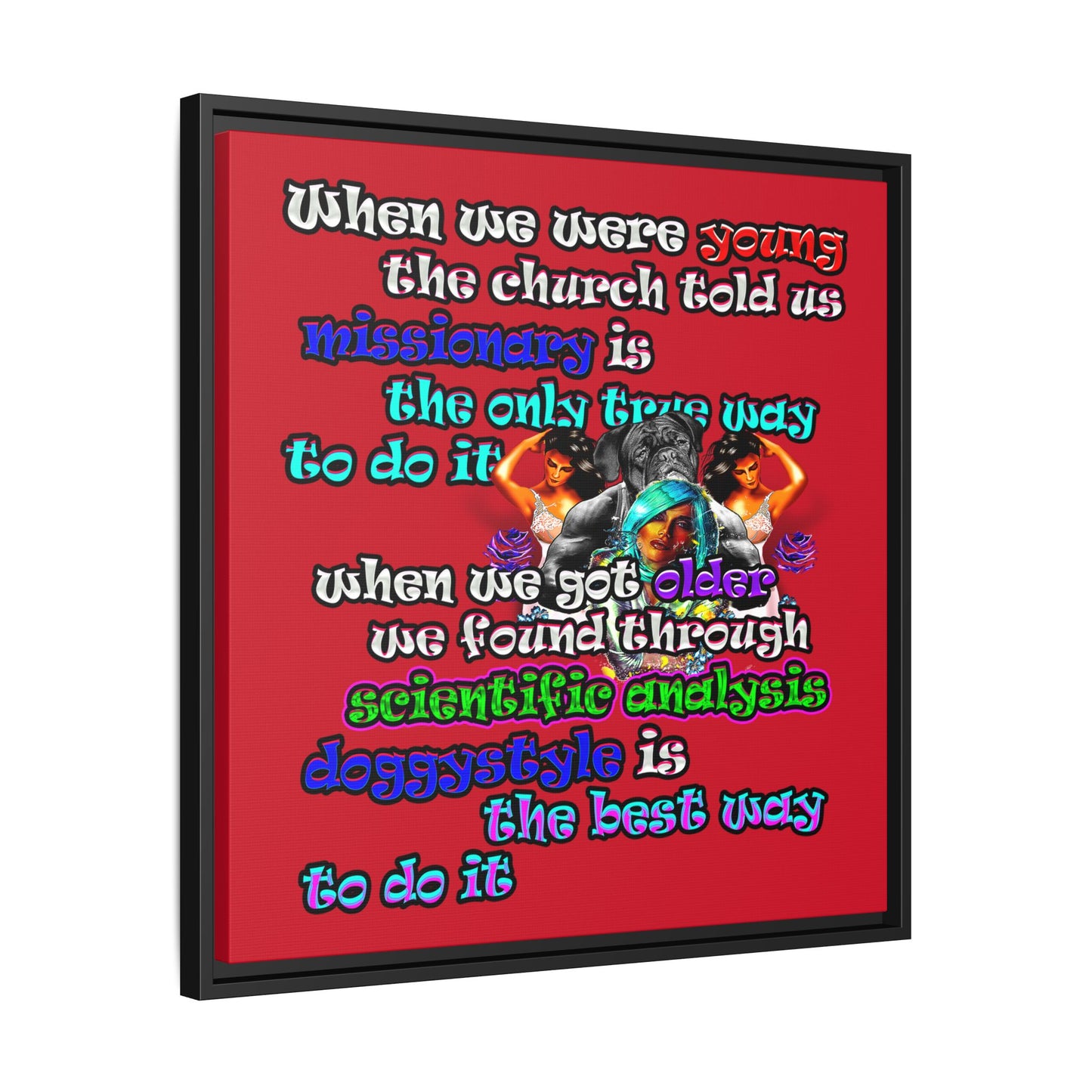 doggystyle - framed canvas art (dark red)
