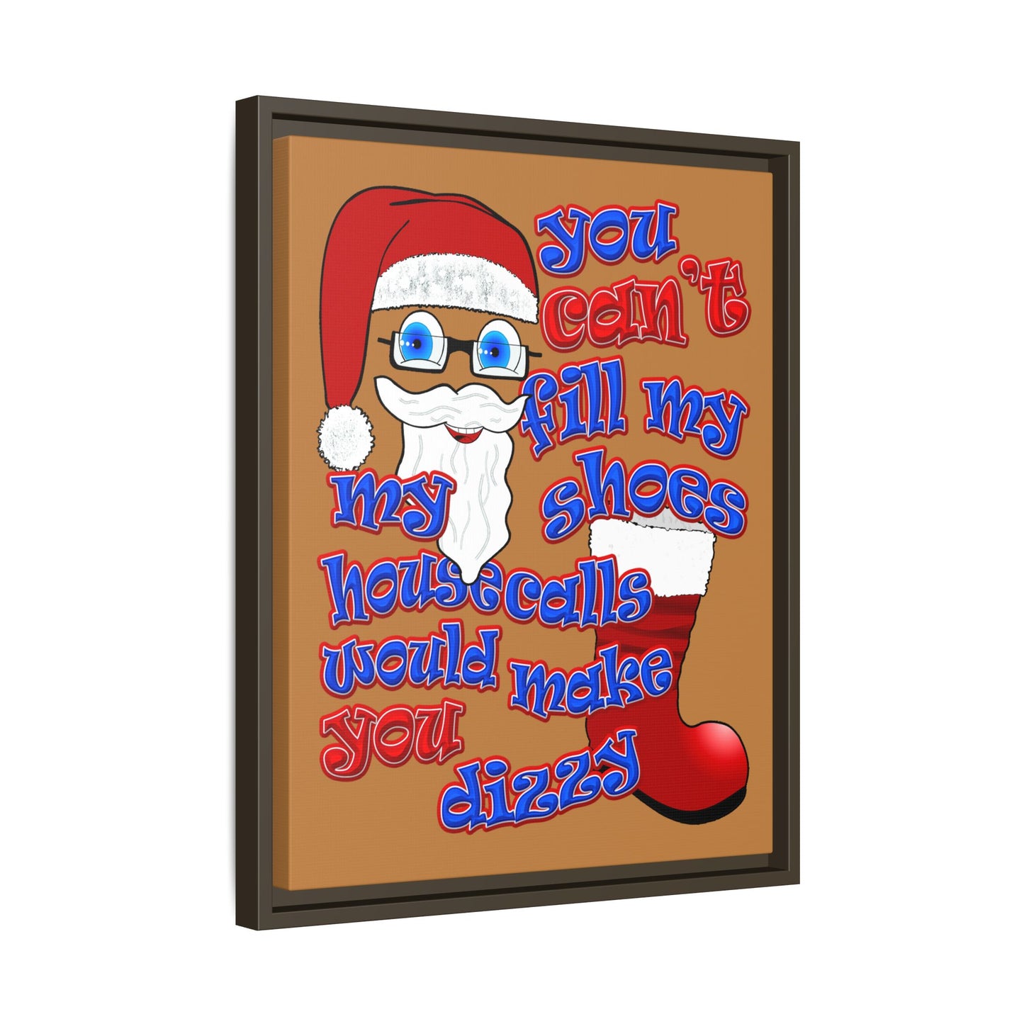 santa's shoes - framed canvas art (light brown)