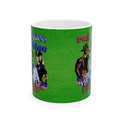 rw&b lives matter - White Mug (green turf)