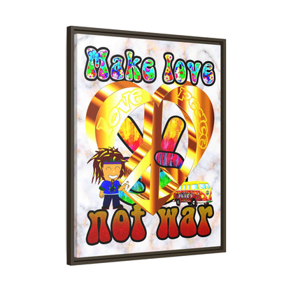 love peace - framed canvas art (white marble)