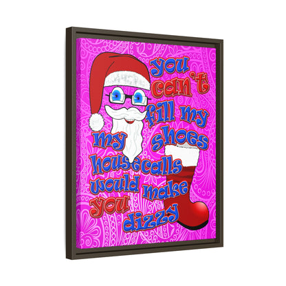 santa's shoes - framed canvas art (pink swirl)
