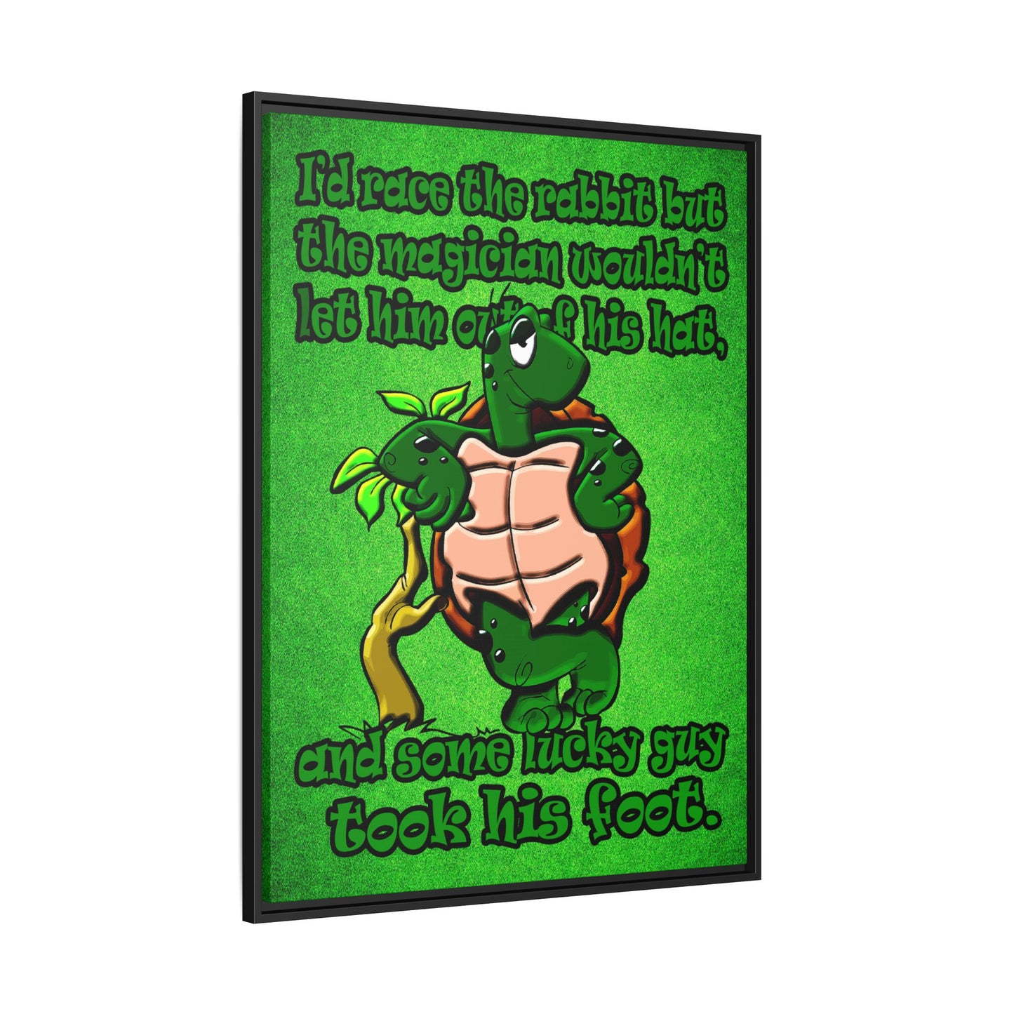 turtle race - framed canvas art (green turf)