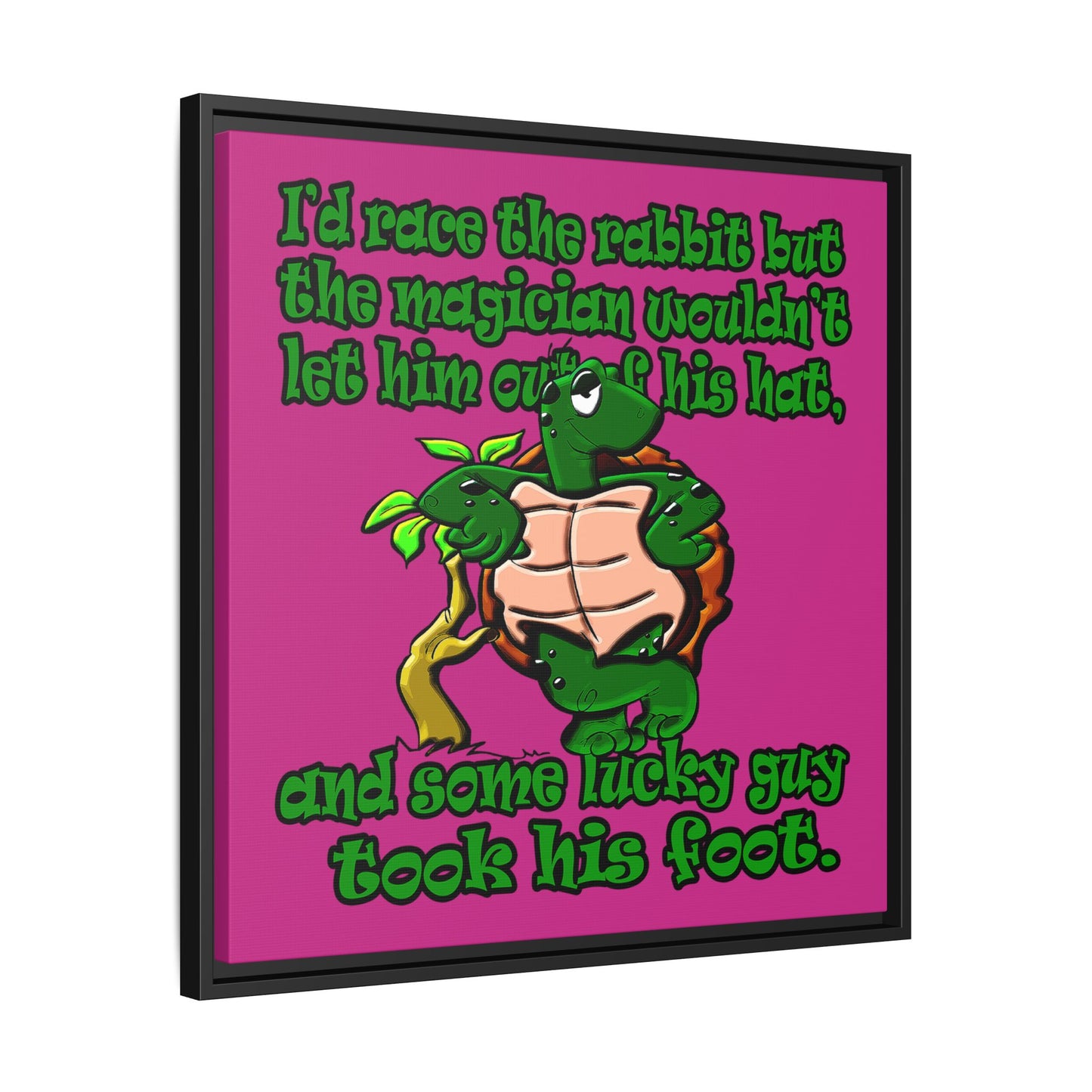 turtle race - framed canvas art (pink)