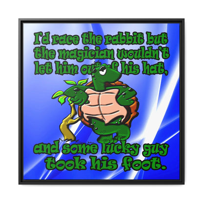 turtle race - framed canvas art (blue-white wave)