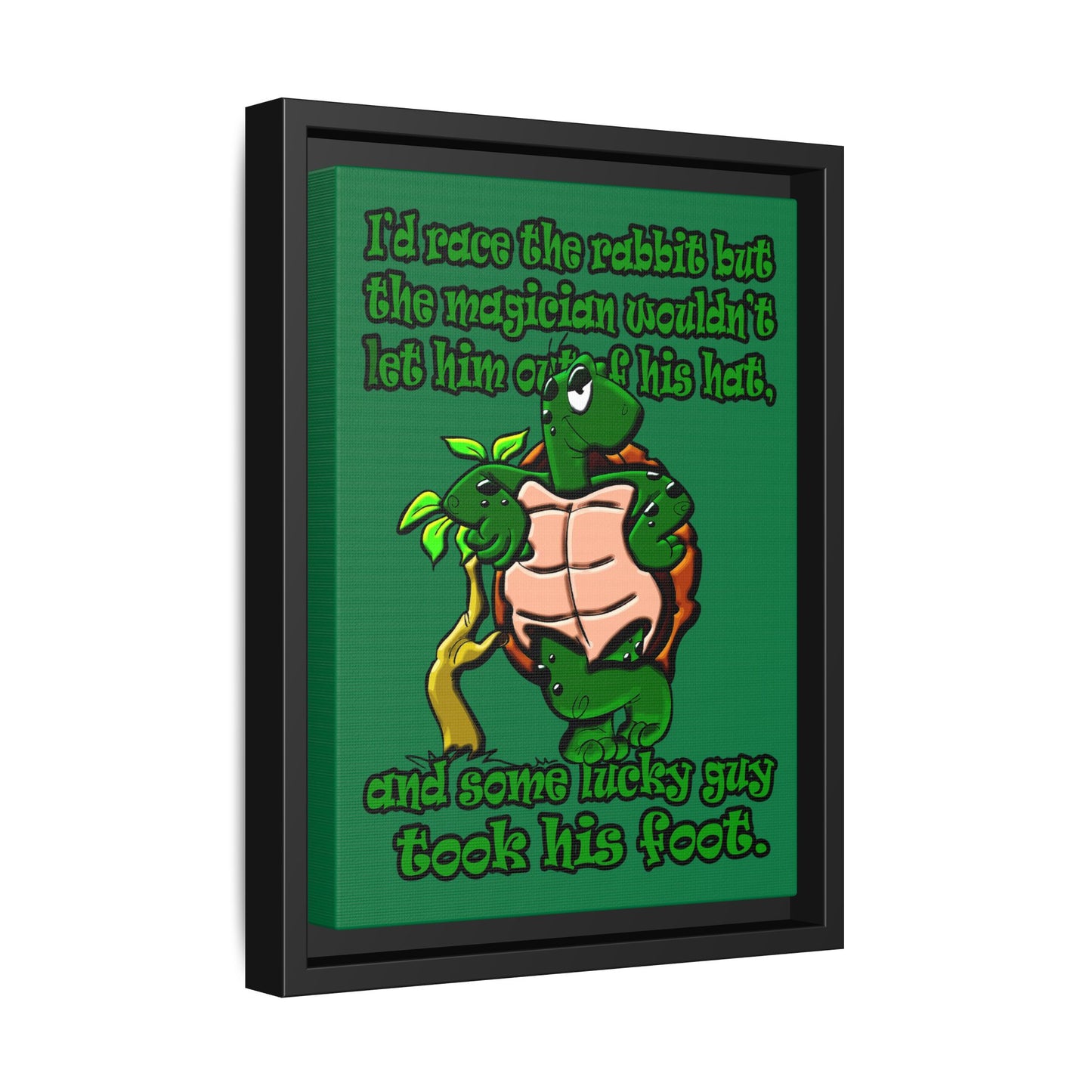 turtle race - framed canvas art (dark green)