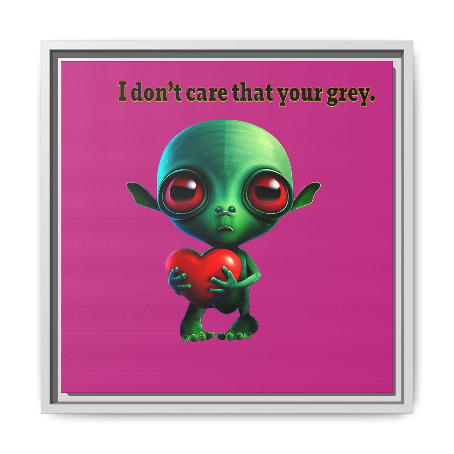 I don't care that your grey - framed canvas art (pink)