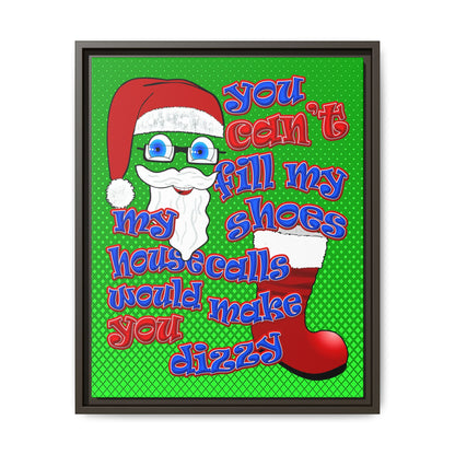 santa's shoes - framed canvas art (logo green)