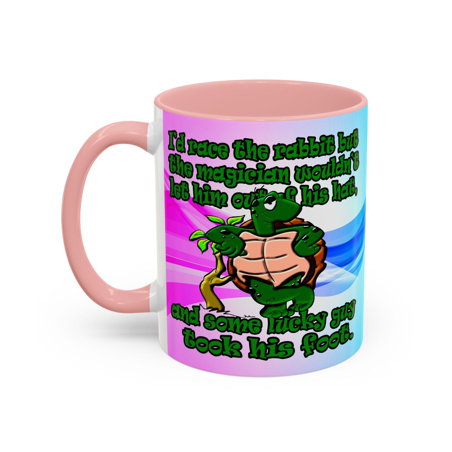 turtle race - Accent Mug (light blue-pink wave)