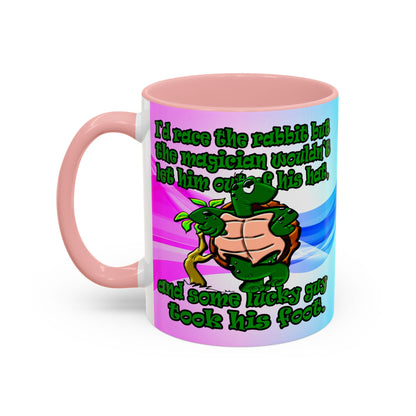 turtle race - Accent Mug (light blue-pink wave)