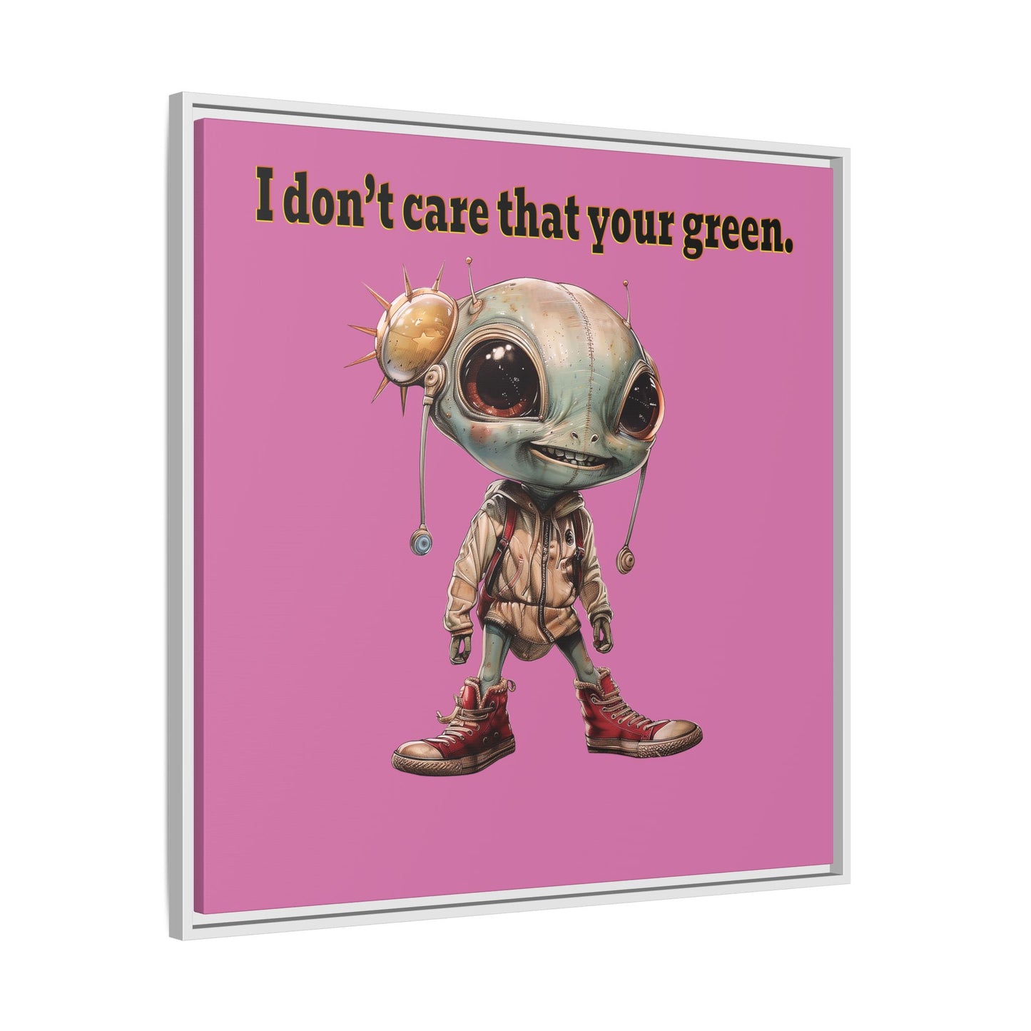 I don't care that your green - framed canvas art (light pink)