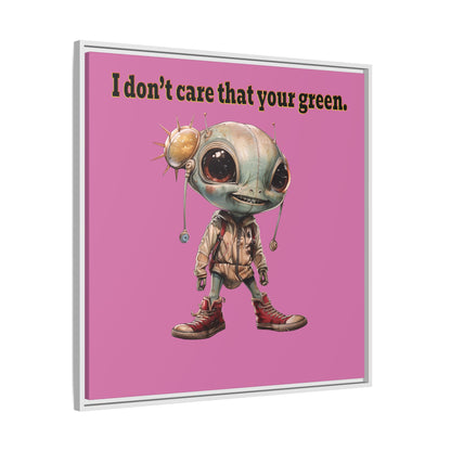 I don't care that your green - framed canvas art (light pink)